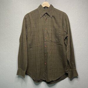 Victorinox Mens Olive Green Plaid Cotton Long Sleeve Shirt Size S